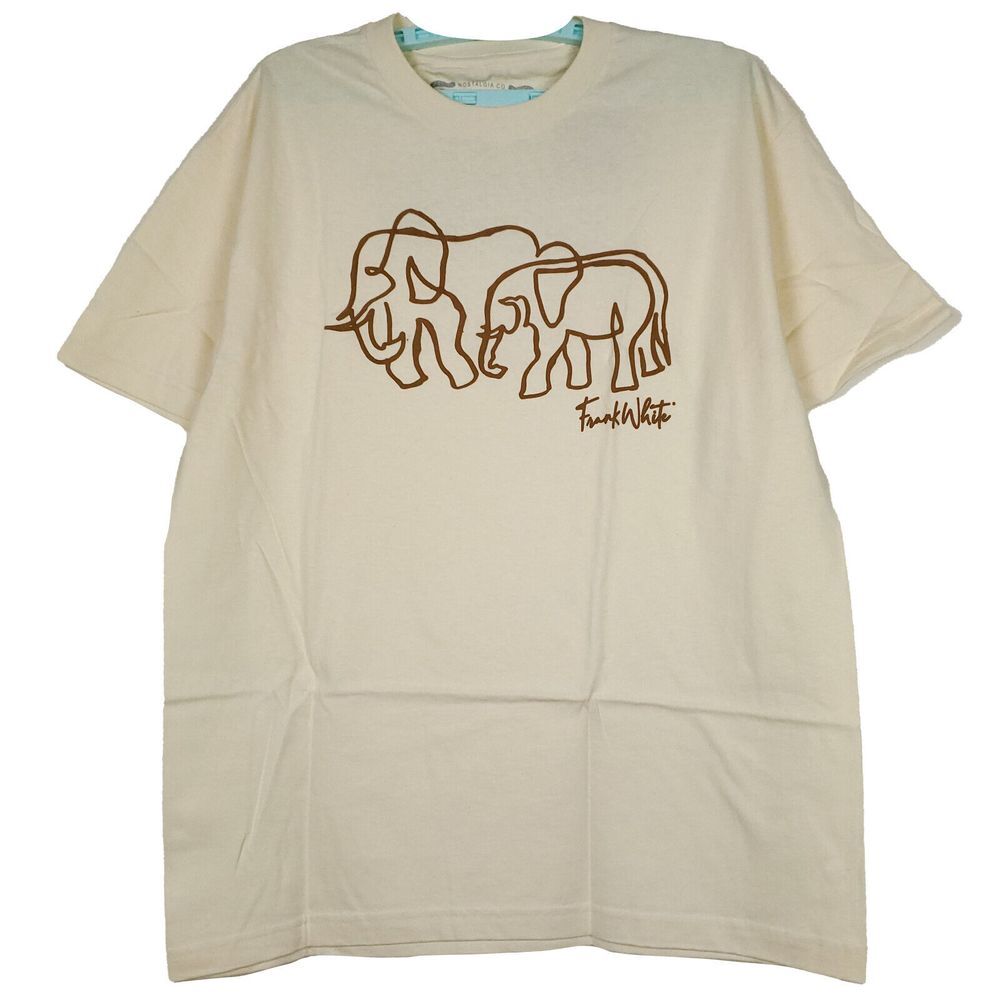 Frank White Mitchell & Ness L Large Shirt Elephant Art Cream Off White NWT